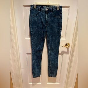 American Eagle Dark Acid Wash Sky High Jeggings - Size 8